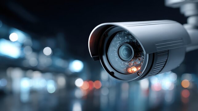 Security Camera Surveillance System with Night Vision and Bokeh Background
