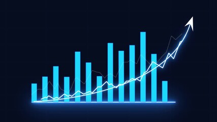Business growth concept in evocative graph chart showing marketing sales profit increasing to future target. Excellent financial status of corporate business rise up with success and development trend - Powered by Adobe
