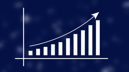 Motion animated footage of statistics bar growth with upward arrow - finance bar graph rising up, profit growth chart,  positive increase chart, arrows axis,  and business success animation. - Powered by Adobe
