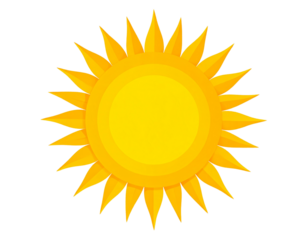 Minimalist Flat Sun Icon with Rounded Rays, Modern Vector Look, Transparent Background