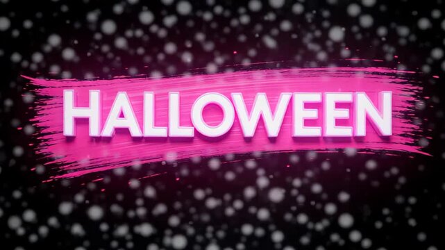 Vibrant Halloween-themed background featuring bold pink text on a dark, speckled backdrop
