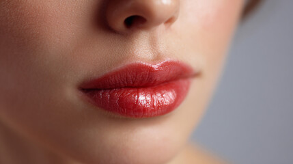 Naklejka premium Close up of red woman lips.