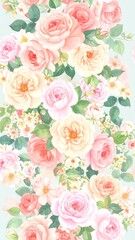 Pastel roses vertical pattern