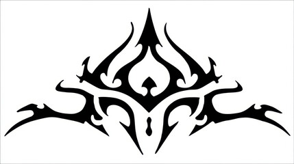 Intricate Tribal Design Symbol in Black, Artistic and Bold Ornamental Pattern for Creative Projects