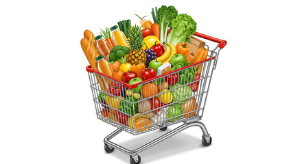 shopping cart with vegetables