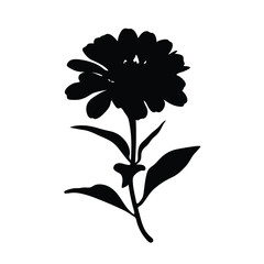 Black zinnia flower silhouette vector illustration for design and creative projects resource art