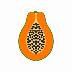 Close up of a sliced papaya fruit.