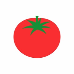 Vibrant Red Tomato with Green Stem and Leaves Fresh and Delicious.