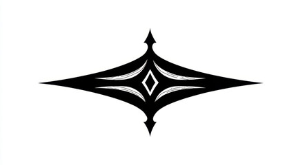 Fototapeta premium Elegant Black and White Decorative Motif with Pointed Elements and Diamond Shaped Centerpiece Design
