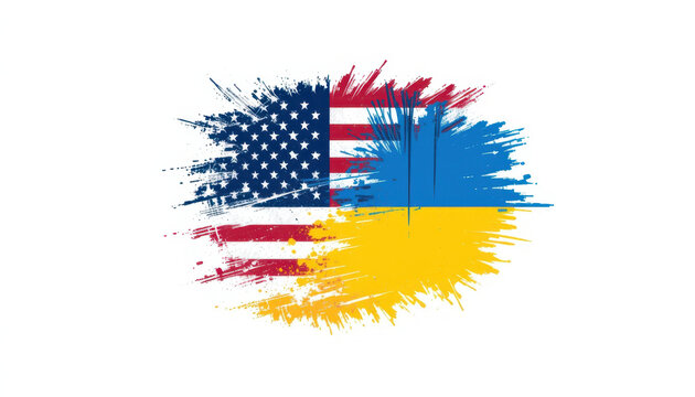 Support for ukraine american and ukrainian flags unite in artistic display global solidarity vibrant colors inspirational message