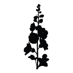 Naklejka premium Download black hollyhock flower silhouette vector illustration garden plant floral design element for art