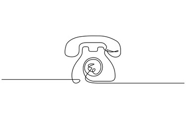 Continuous one line drawing of Old telephone vector illustration. Editable stroke