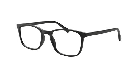 Fototapeta premium Sleek modern black eyeglasses with a minimalist square frame, perfect for professional style and clear vision, offering a sophisticated accessory for any look.