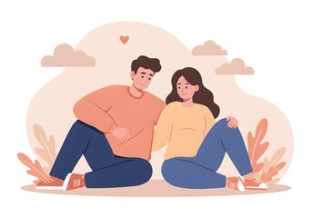 Fototapeta premium Happy Couple Sitting Together
