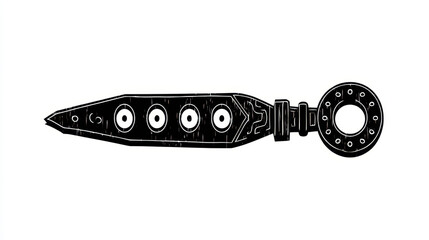 Vintage Decorative Knife with Unique Blade Design and Intricate Handle Elements