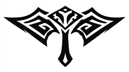 Intricate Black Tribal Design Symbol with Unique Patterns and Sharp Lines for Artistic Expression