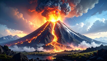 Volcanic eruption landscape (3)