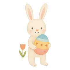 Fototapeta premium PNG Cute bunny holding Easter egg