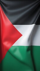 Waving Palestinian flag with bold colors and fabric texture, symbolizing national pride and heritage