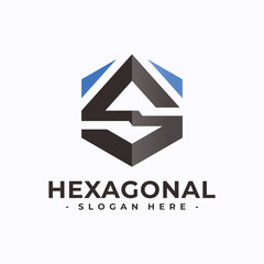 Fototapeta premium Letter S with cube logo design concept. Simple vector illustration isolated on white background.