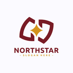 Letter N with star logo design concept. Simple vector illustration isolated on white background.