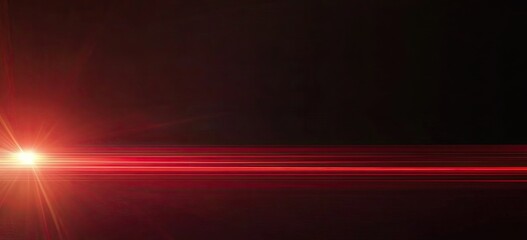 Fototapeta premium A red, glowing line in a dark room with an empty virtual stage background