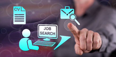 Man touching a job search concept