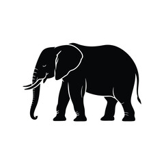 Fototapeta premium Elegant African Elephant Silhouette Vector Illustration Majestic Wild Animal Profile Graphic Design Element