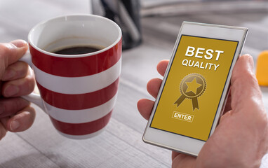 Best quality concept on a smartphone