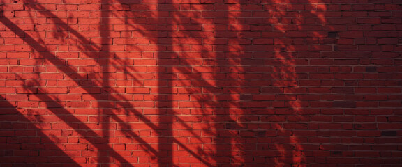 Dynamic shadow play on red brick wall urban setting photography artistic perspective abstract concept