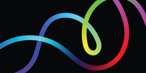Vibrant Abstract Lines Intertwining on a Black Background. A dynamic image featuring interwoven, colorful lines in various shades of the rainbow against a solid black backdrop.