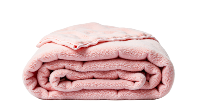 Folded baby blanket isolated on white background in soft pink color - Powered by Adobe