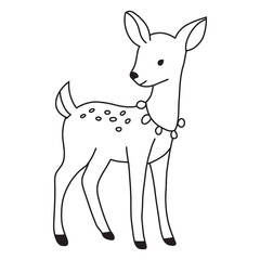 line art of christmas reindeer, vector illustration