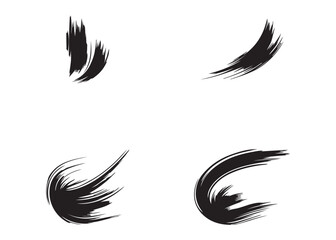 ink brush patterns logo silhouette vector, ink brush stroke silhouette vector illustration, brush stroke silhouette vector,  ink brush paint logo silhouette vector on white background. 