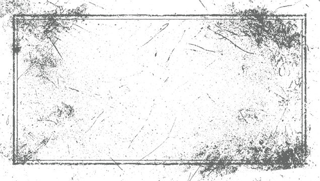 A distressed rectangular frame with speckles and scratches creating a grunge texture.