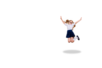 Composite photo collage of happy blonde schoolgirl jump autumn fall education season knowledge learner isolated on painted background