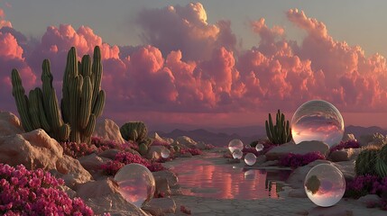 Beautiful desert cactus landscape high resolution image