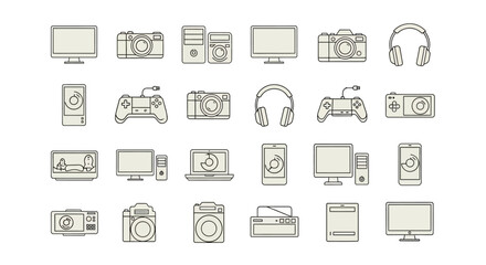 Fototapeta premium Vector Icons Set of Doodle style vector icon set of various electronic devices. EPS Editable