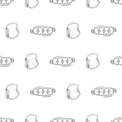 doodle food and beverage seamless pattern. food background