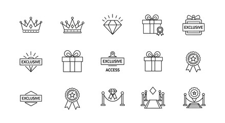 Vector Icons Set of Exclusive access and premium quality thin line icon set collection. EPS Editable