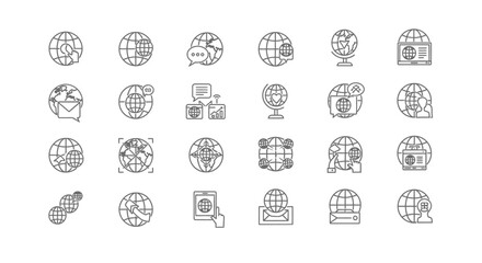 Fototapeta premium Vector Icons Set of Global Communication and Internet Line Icon Set. EPS Editable