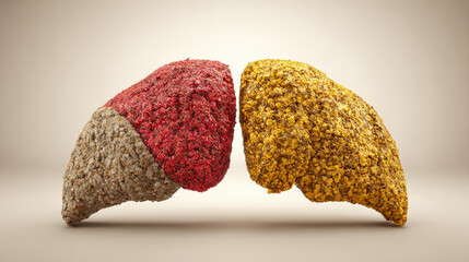 cross-section liver showing circulatory system connections high detail anatomy reference illustration concept scene visual for commercial design use high detail quality stock image illustration concep