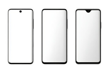 Smartphone mockup template blank screen for app ui design mobile phone display presentation , isolated on transparent background