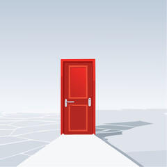 Red Doorway In Empty White Room