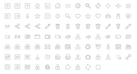 Vector Icons Set of Large collection of minimalist thin line user interface icons for web and mobile applications. EPS Editable