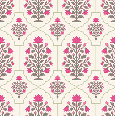 Hand drawn vintage floral pattern. Ornamental botanical flower pattern. Traditional mughal flower pattern. Hand drawn vintage floral pattern. © Design 35