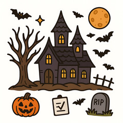 Fototapeta premium halloween background with haunted house