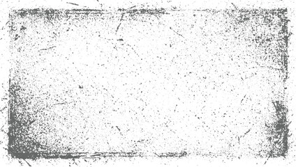 A distressed rectangular frame with gray speckles and scratches on a white background.