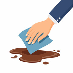 Hand Cleaning Dark Stain On White Background