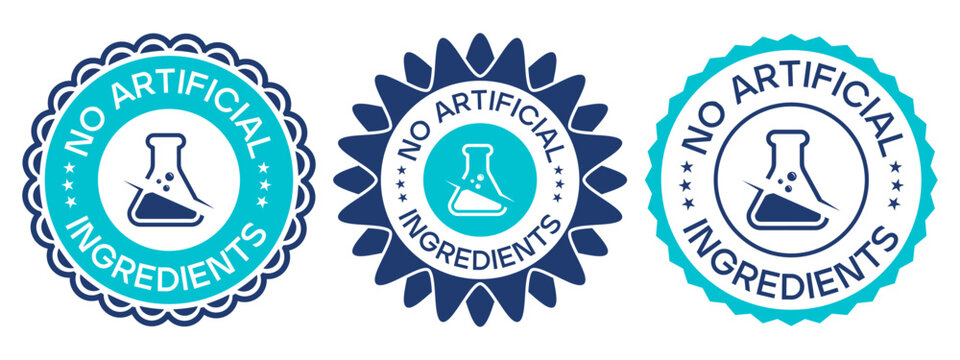 No Artificial Ingredients Badges for Natural Product Packaging Labels